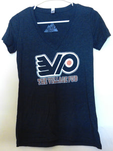 Village Pub Women's V-neck Gray Flyers T-shirt