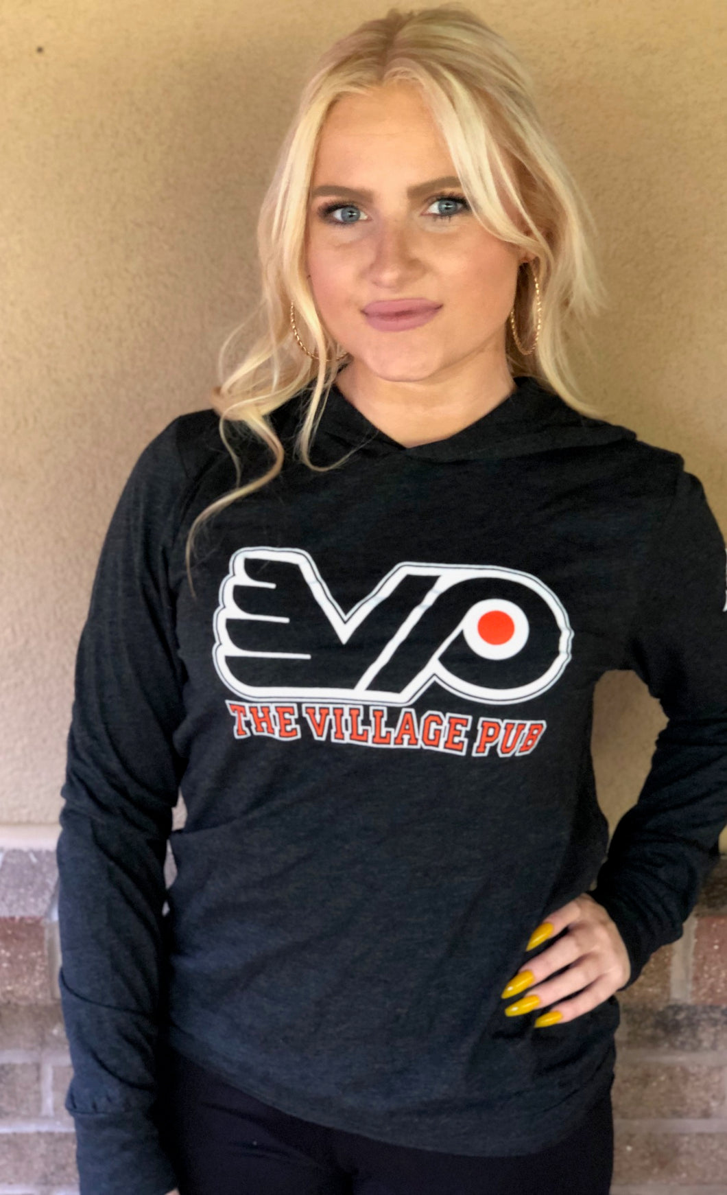 Village Pub Flyers Long Sleeve T-Shirt With Hood